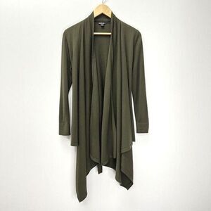 Lafayette 148 Wool Waterfall Open Front Cardigan Olive Green Belted S